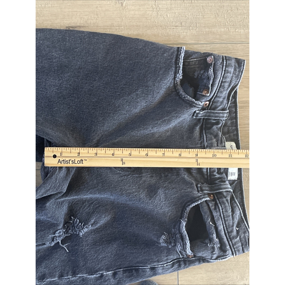 Abercrombie & Fitch 90s Straight Ultra High Rise Distressed Jeans Size 24 Black - Picture 8 of 10